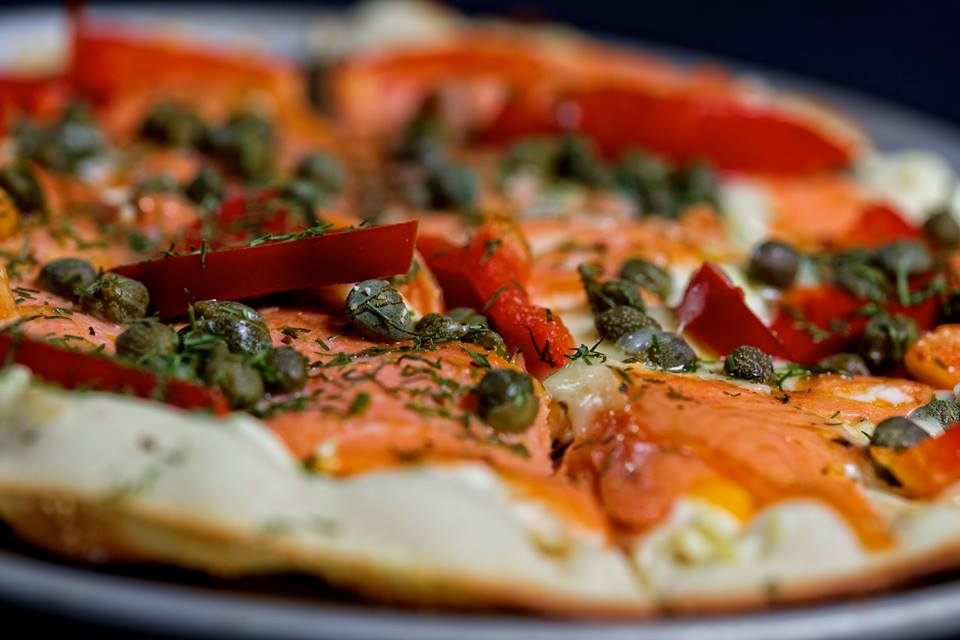 Smoked Salmon, Capers, Red Peppers and Dill on Cream Cheese Sauce